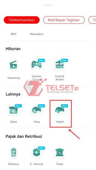 Cara bayar Wakaf Uang LinkAja Syariah