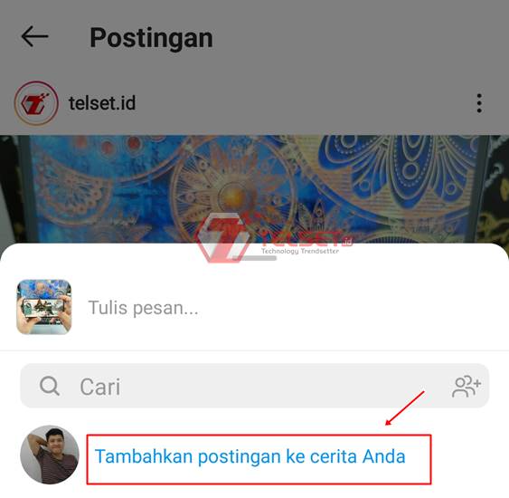 Cara repost postingan Feed Instagram IG Story