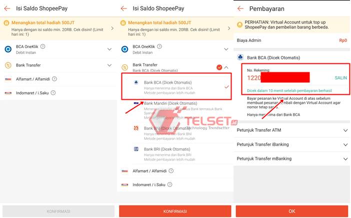 Cara Top Up Saldo ShopeePay ATM M-banking BCA