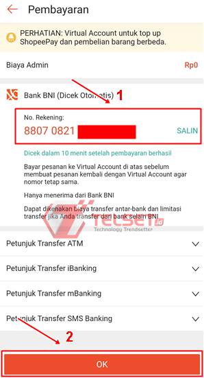 Cara Top Up ShopeePay Melalui BNI 