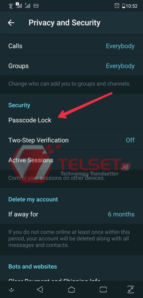 Cara fingerprint lock telegram