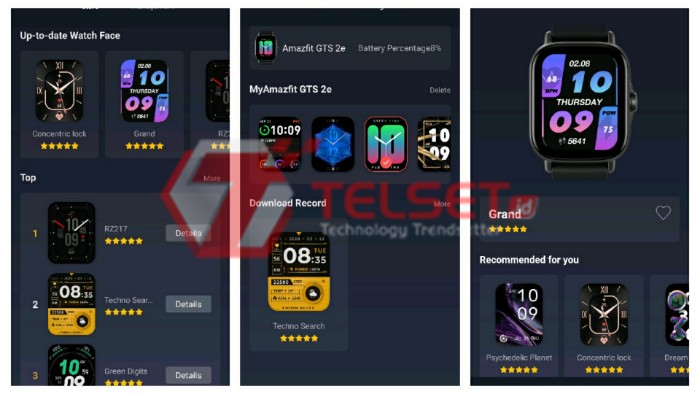 Watch Face di Aplikasi Zepp