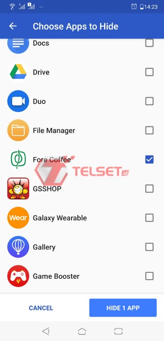 Sembunyikan aplikasi Android