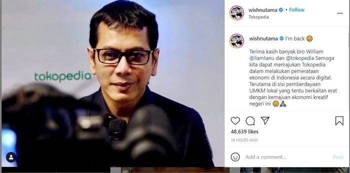 Wishnutama Komisaris Tokopedia