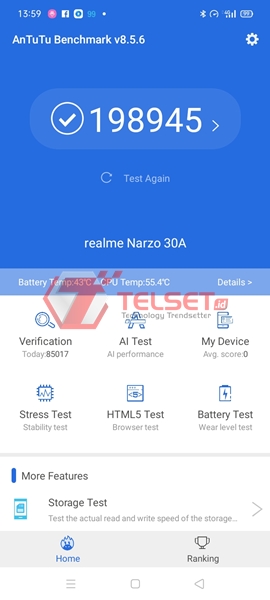 Skor AnTuTu Realme Narzo 30A