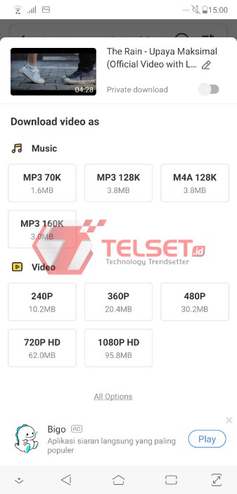 Download MP3 di YouTube dengan Snaptube