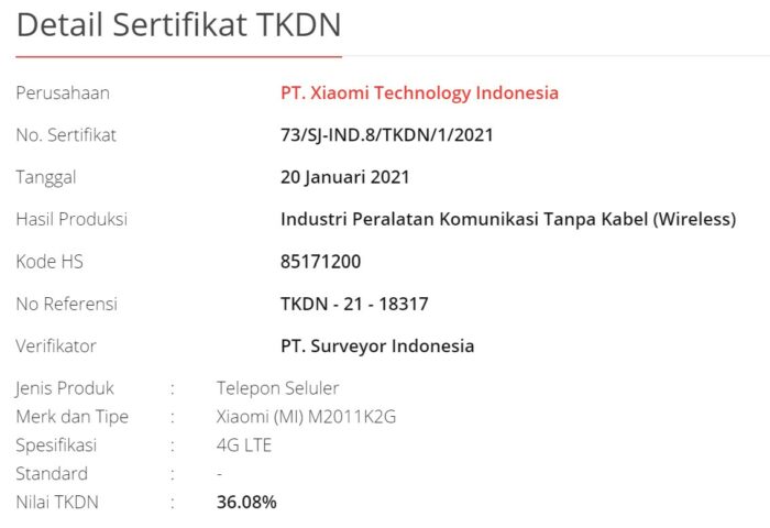 Xiaomi Mi 11 Indonesia