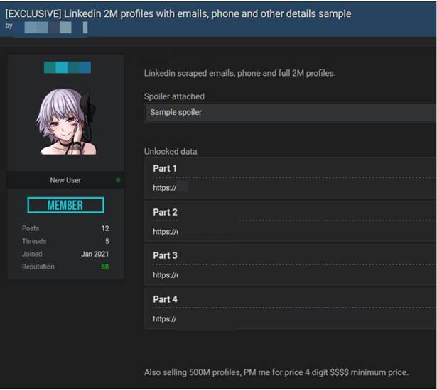 Data pengguna LinkedIn