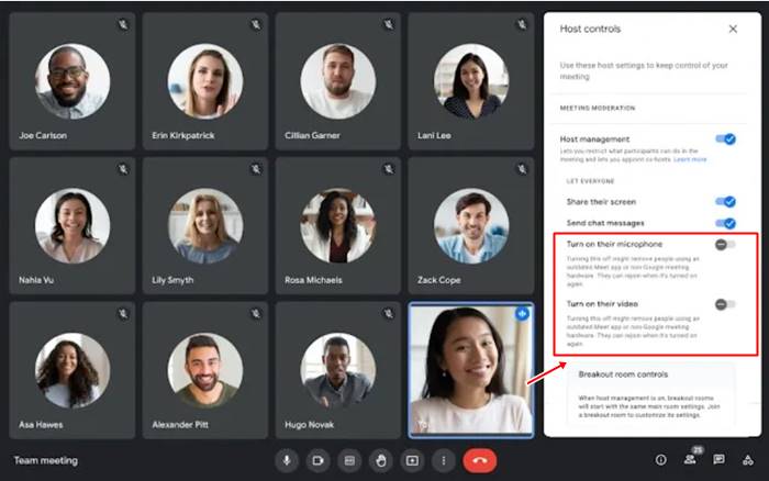 Mute kamera video peserta Google Meet