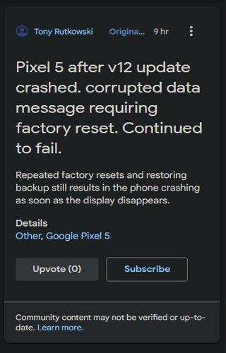 Update Android 12 Google Pixel bermasalah