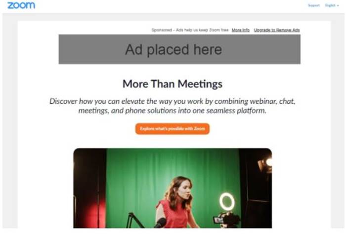 Aplikasi Zoom Iklan Pengguna gratis