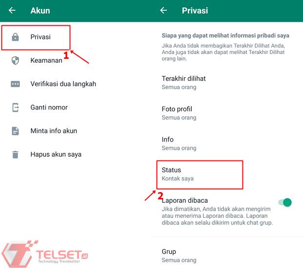 Sembunyikan Status WA 