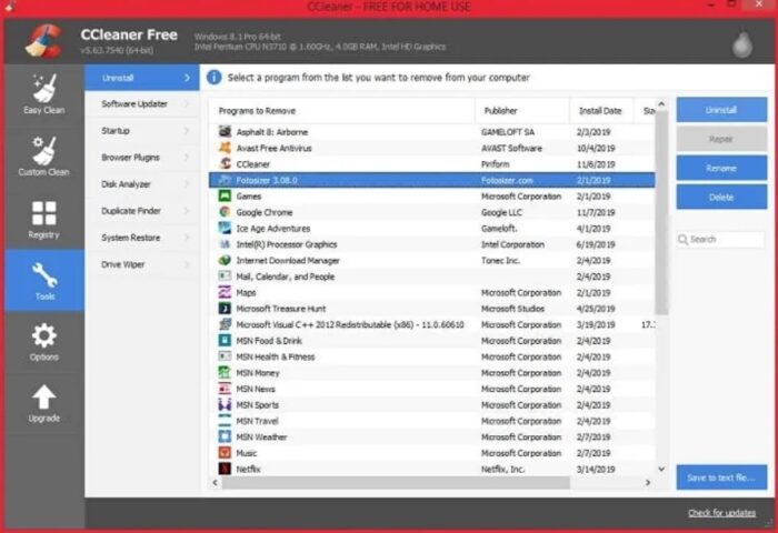 cara menghapus program di laptop