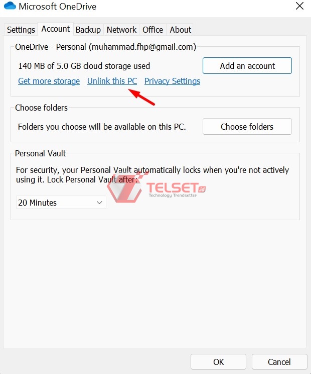 Uninstall OneDrive di PC Windows