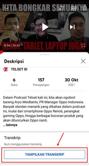 Fitur YouTube Transkripsi 