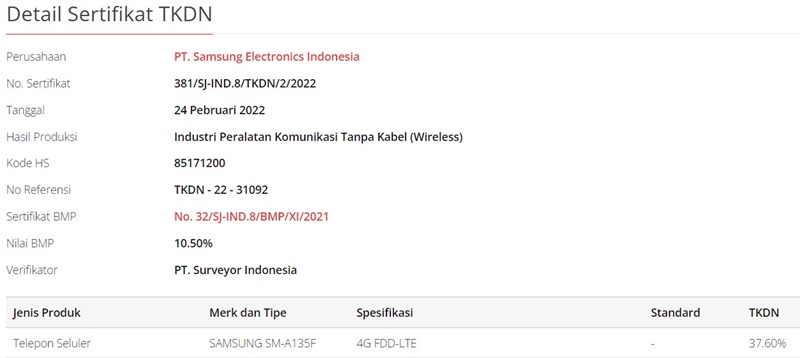 Samsung Galaxy A13 Indonesia