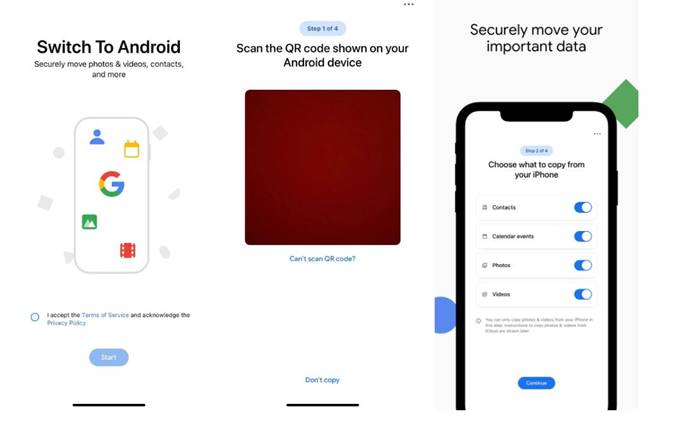 Aplikasi impor data iPhone ke Android
