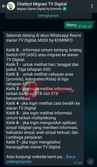 Chat Whatsapp Set top box gratis