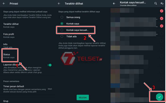 Sembunyikan Status WhatsApp