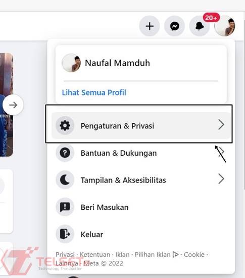 Pilih Pengaturan dan Privasi Facebook