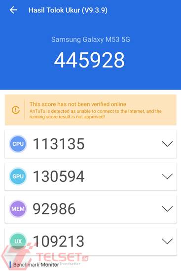 Hasil AnTuTu Galaxy M53 5G