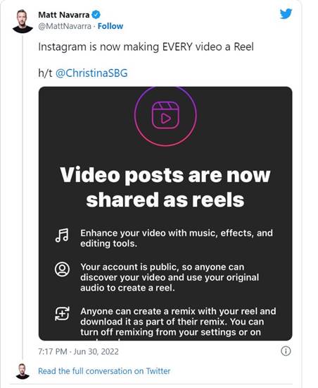 Instagram Video Reels