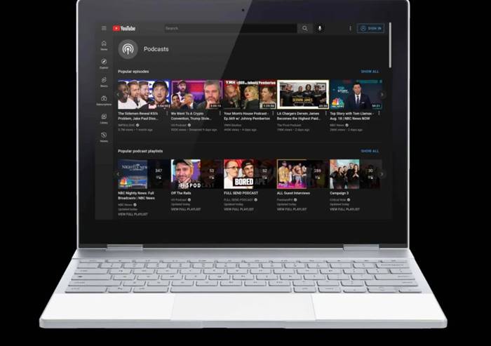 Tampilan Beranda Podcast di YouTube