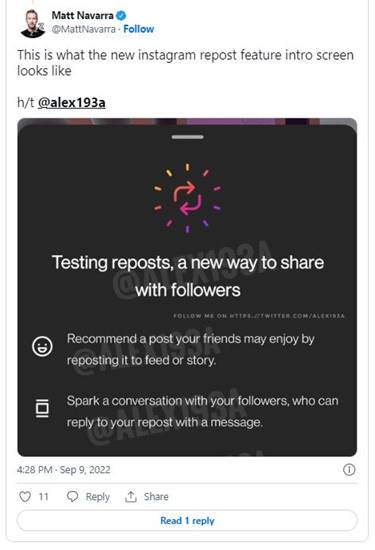 Fitur repost Instagram