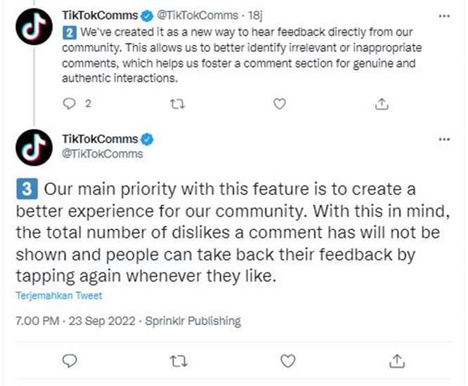 Tombol Dislike Komentar TikTok 