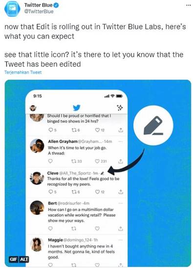 Fitur Edit Tweet Twitter Blue