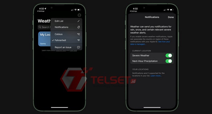Notifikasi Hujan di iOS 16