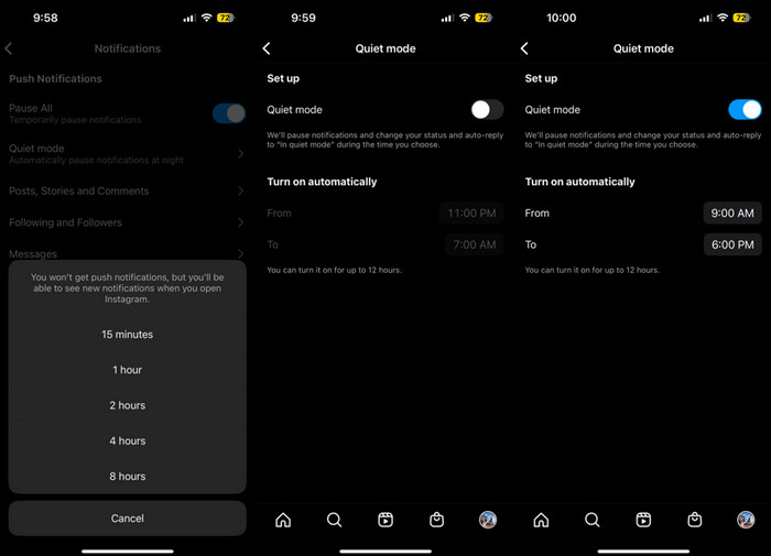 Mode Diam Instagram Quiet Mode
