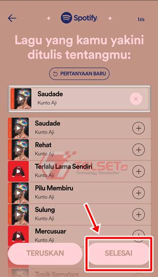 Fitur Daftar Lagu Spotify