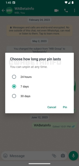 WhatsApp Pin Pesan