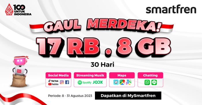 Smartfren Paket Gaul Merdeka HUT RI Ke-78 Tahun
