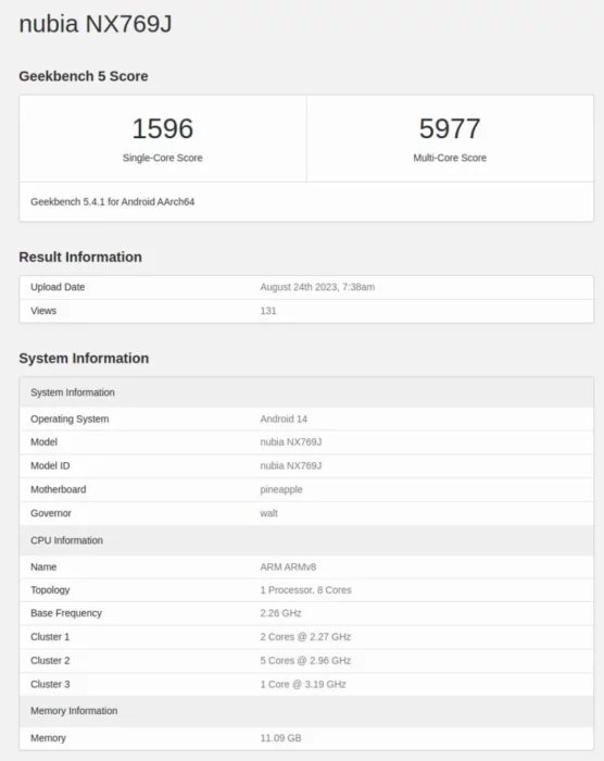 Red Magic 9 Geekbench