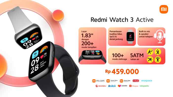 Spesifikasi Redmi Watch 3 Active 