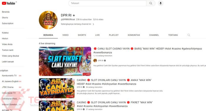 YouTube DPR RI Judi Online 