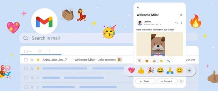 Google Gmail Reaksi Emoji 