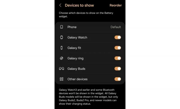 Widget Baterai Samsung Galaxy Ring