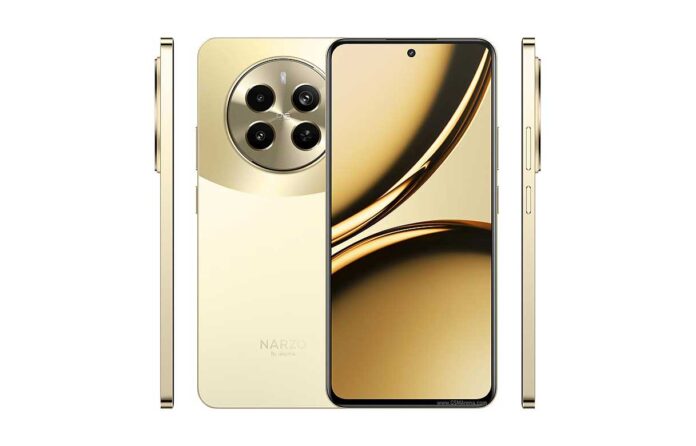 Realme Narzo 70 Pro Tampilan depan Realme Narzo 70 Pro dengan layar AMOLED dan kamera 50 MP