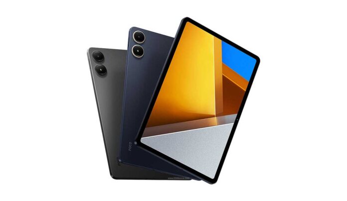 Xiaomi Poco Pad Tampilan depan Xiaomi Poco Pad dengan layar IPS LCD dan kamera 8 MP