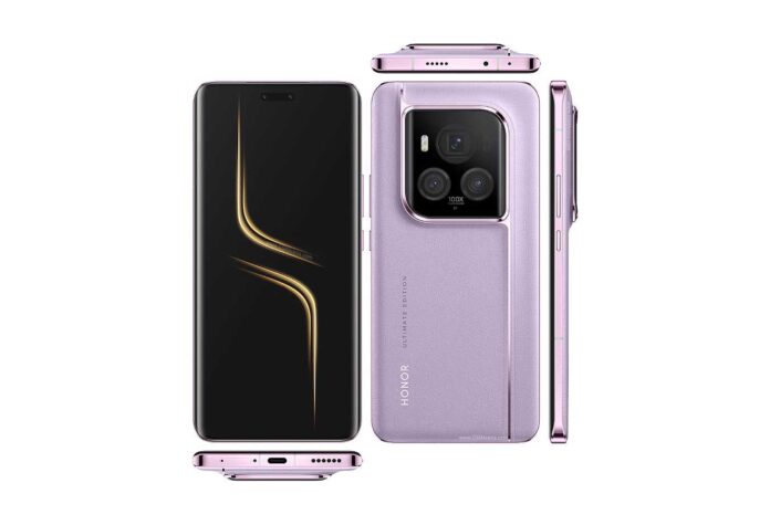Honor Magic6 Ultimate Tampilan depan Honor Magic6 Ultimate dengan layar LTPO OLED dan kamera 50 MP