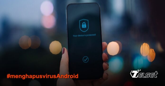 Ilustrasi ponsel Android dengan pesan 