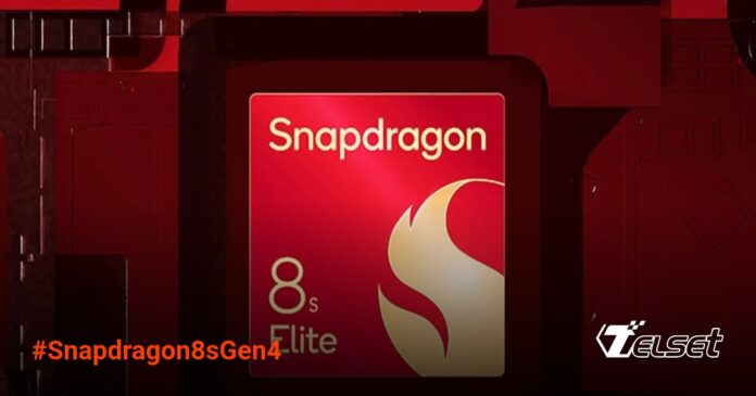 Ilustrasi chipset Snapdragon 8s Gen 4 dengan latar belakang teknologi futuristik