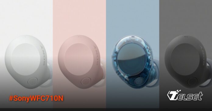 Sony WF-C710N earbuds nirkabel dengan desain modern dan warna Glass Blue