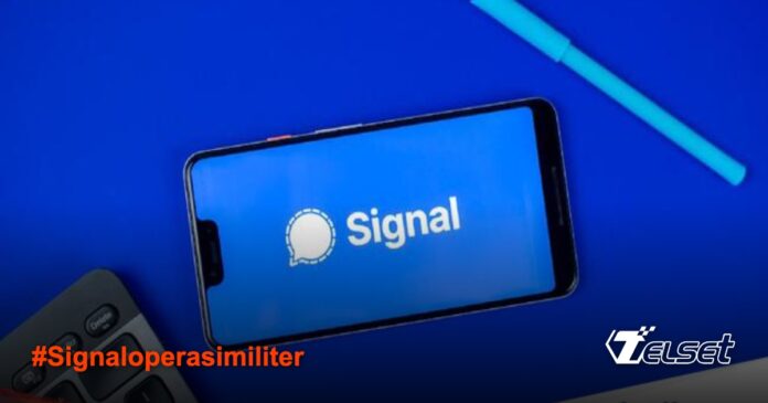 Signal Jadi Pilihan Pejabat AS Bahas Operasi Militer, Ini Respons Bosnya Aplikasi Signal di smartphone dengan latar belakang militer
