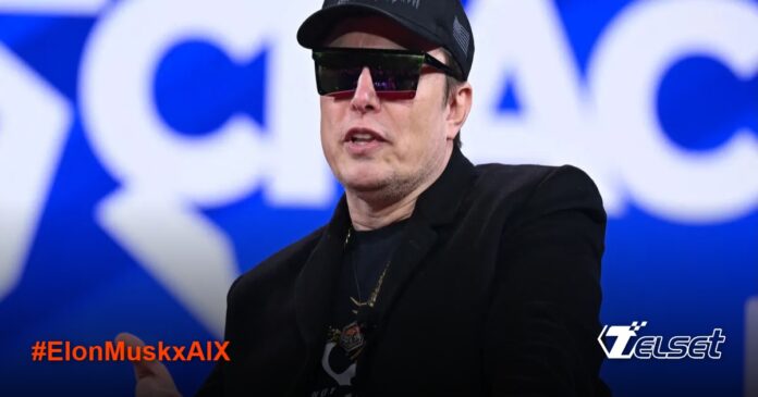Elon Musk Resmi Gabungkan xAI dan X: Langkah Besar di Dunia AI Elon Musk berdiri di depan logo X dan xAI, simbol penggabungan dua perusahaan