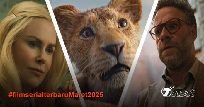 Poster film Mufasa The Lion King, The Life List, dan The Studio di layar gadget