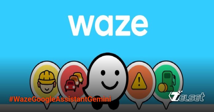 Tampilan aplikasi Waze dalam mode gelap di perangkat iOS